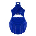 thumbnail image 1 of Manyakai Kids Girls Lyrical Dance Costume Front Cutout Leotard Dress Sleeveless Halter Neck Backless Blue 16, 1 of 9