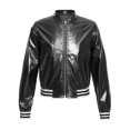 thumbnail image 1 of Manyakai Kids Girls Shiny Metallic Jackets Boys Long Sleeve Motorcycle Coats Outerwear Hip Hop Jazz Black 14, 1 of 8