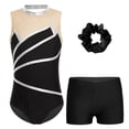 thumbnail image 1 of Manyakai Kids Girls Sleeveless Color Block Keyhole Back Gymnastics Dance Leotard with V-front Silver 10, 1 of 5