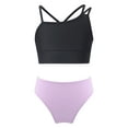 thumbnail image 1 of Manyakai Kids Girls Tankini Swimsuit Crop Tank Top and Bottoms Briefs 2Pcs Set Black&Lavender 6, 1 of 6