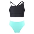 thumbnail image 1 of Manyakai Kids Girls Tankini Swimsuit Crop Tank Top and Bottoms Briefs 2Pcs Set Black&Light Blue Green 6, 1 of 6