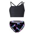 thumbnail image 1 of Manyakai Kids Girls Tankini Swimsuit Crop Tank Top and Bottoms Briefs 2Pcs Set Black&Night Pegasus 8, 1 of 6