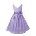 thumbnail image 1 of Manyakai Kids Sleeveless Flower Girl Dress V-Neck Ruched Chiffon Wedding Party Formal Ball Gown Lavender 8, 1 of 7