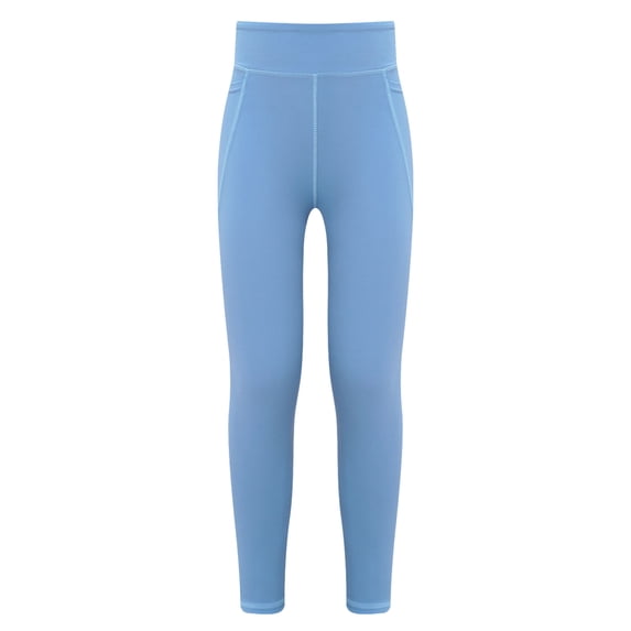 Manyakai Kids Yoga Dance Pants Sport Athletic Leggings Girls Stretchy Jogging Sweatpants with Pockets Sky Blue 150