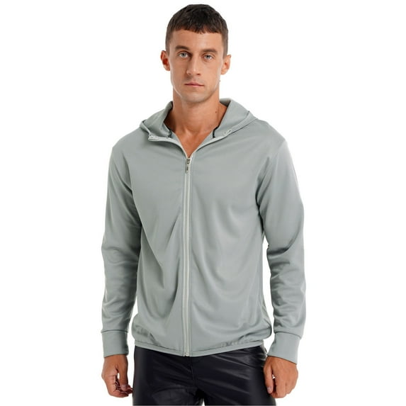 Manyakai Men's 50+ Sun Protection Outdoor Lightweight Full Zip Hoodie Jacket Quick Dry Long Sleeve Grey XXL