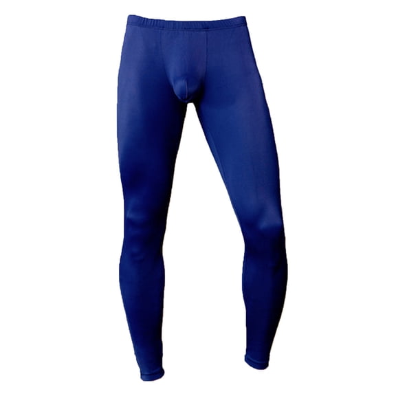 Manyakai Men's Athletic Leggings Thermal Compression Pants Base Layer Bulge Pouch Skinny Bottoms Gym Navy Blue XL