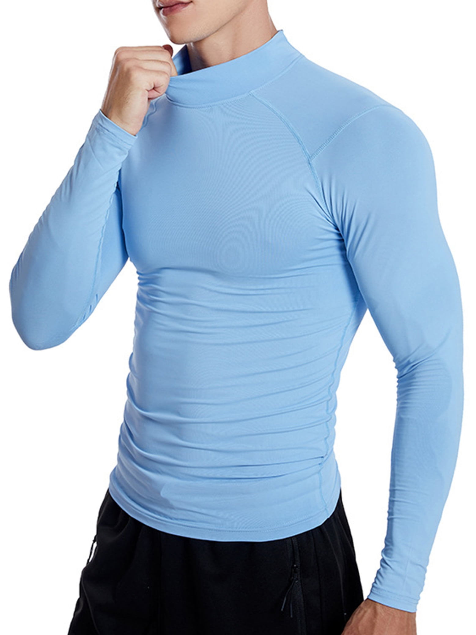 Manyakai Men's Compression Rash Guard Shirts Long Sleeve Turtleneck ...