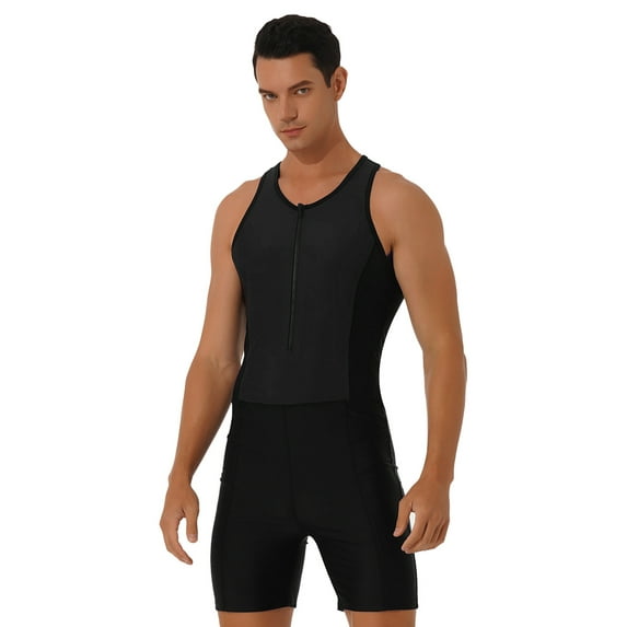 Manyakai Men's One Piece Sleeveless Bodysuit Swimsuit Shorty Surfing Wetsuit Wrestling Singlets Black XXL