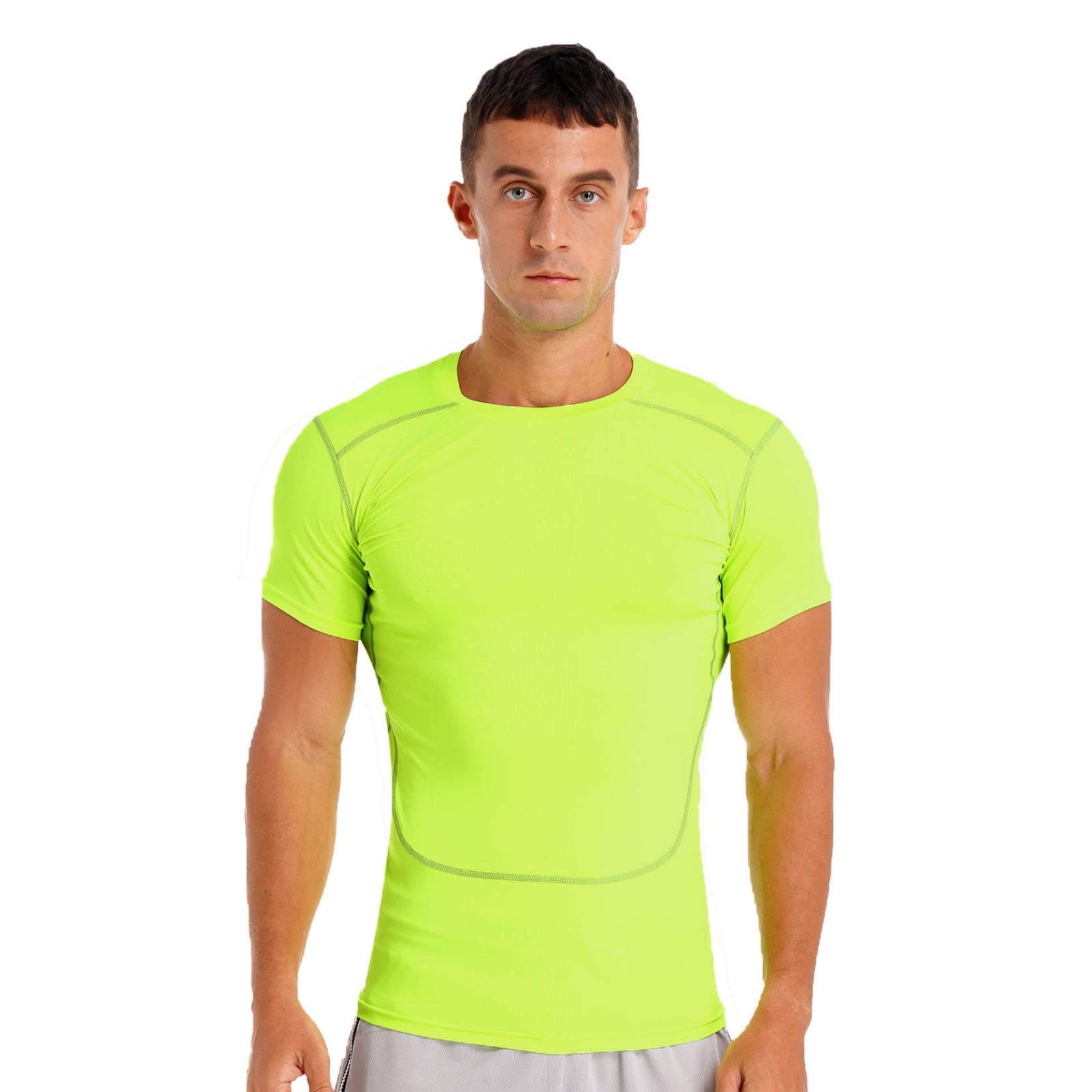 Manyakai Men's Rash Guard Short Sleeves UPF 50+ UV Sun Protection Quick Drying Compression Swim