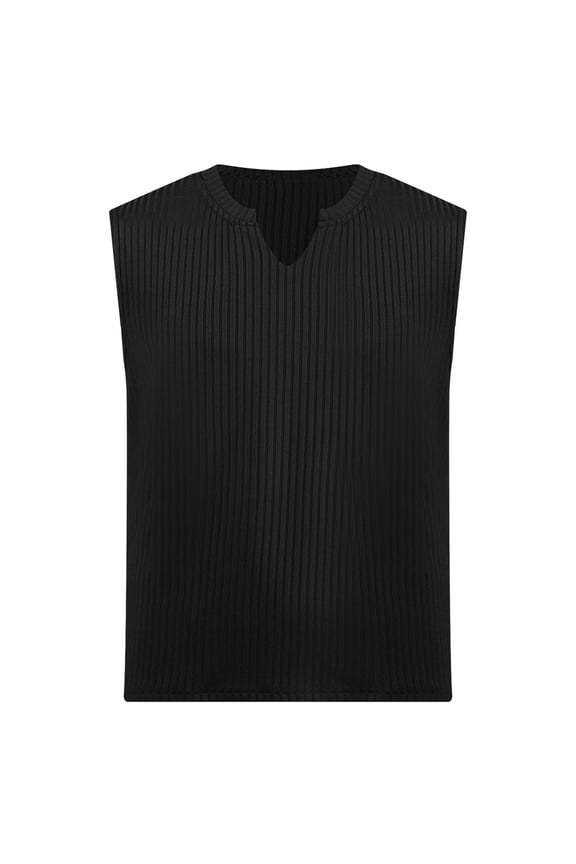 Mens Sleeveless Tank Tops Undershirt Ribbed Knit Gym Workout Muscle Tees Shirt Performance Black M