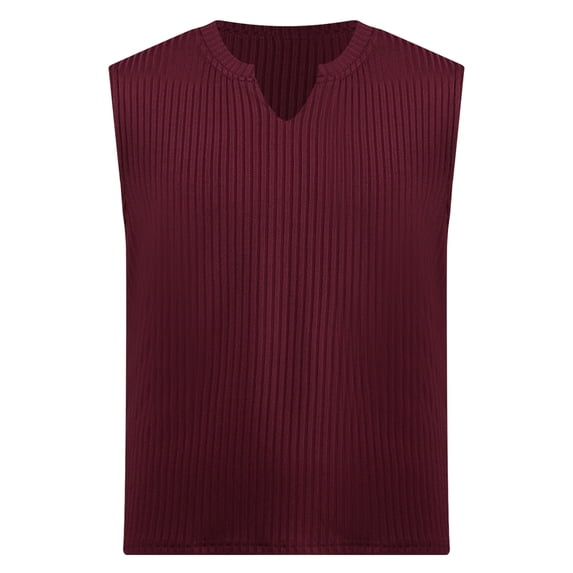 Manyakai Mens Sleeveless Tank Tops Undershirt Ribbed Knit Gym Workout Muscle Tees Shirt Performance Burgundy XL