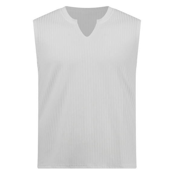 Manyakai Mens Sleeveless Tank Tops Undershirt Ribbed Knit Gym Workout Muscle Tees Shirt Performance White M