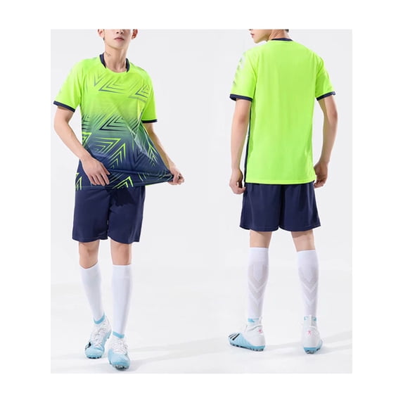 Manyakai Mens Soccer Jersey Training Uniform Dry Fit Football Outfits Short Sleeve Printed T-shirt Fluorescent Green 5XL