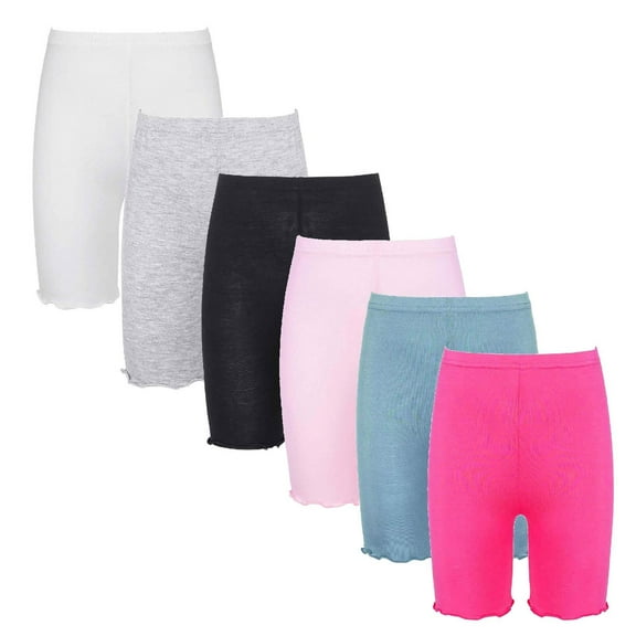 Manyakai Toddler Girls 6 Pack Dance Shorts Bike Shorts Solid Elastic Waist Ruffle Gymnastics Type C 120
