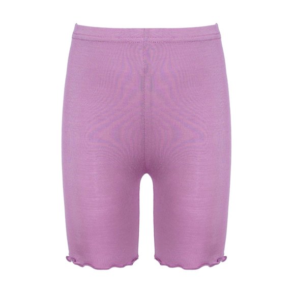 Manyakai Toddler Girls 6 Pack Dance Shorts Bike Shorts Solid Elastic Waist Ruffle Gymnastics Violet 100