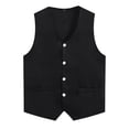 thumbnail image 1 of Manyakai Unisex Adult Volunteer Activity Vest Solid Color Waiter Uniform Waistcoat Sleeveless Party Black XXL, 1 of 9