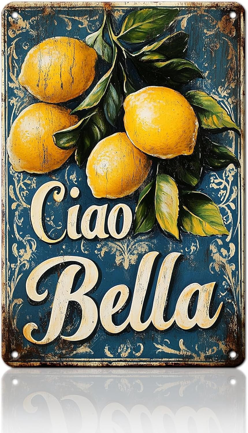 Manyige Ciao Bella Lemon Tree Vintage Metal Decor Plaque Sign Wall Art ...