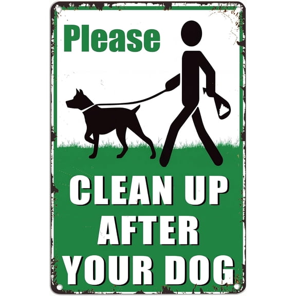 Manyige Clean Up After Your Dog Sign, Dog Poop Yard Sign, Please Pick Up After Your Dog Lawn Sign, Metal Sign 8x12 Inch for Yard, Lawn, Garden or Outdoor Use