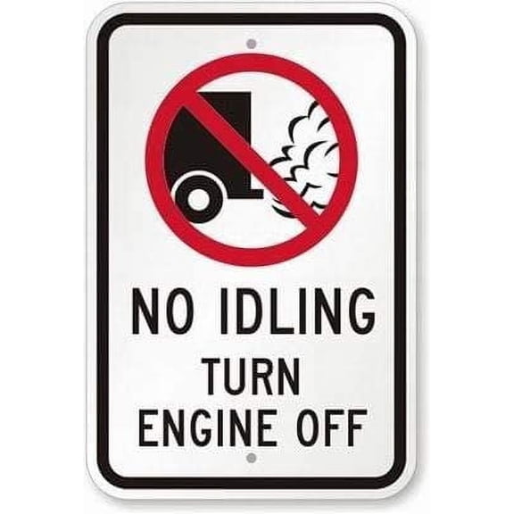 Manyige Garage Decor Sign No Idling - Turn Engine Off (with No Idling Graphic) Safety Sign Caution Warning Sign Tin Metal Decor Sign 8x12