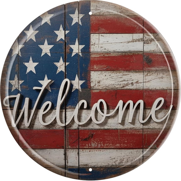 Manyige Patriot Welcome Funny Retro Wall Metal Tin Signs Decor 8x8 in g.e.