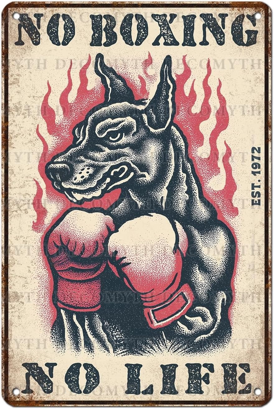 Manyige Vintage Dog Tin Sign No Boxing Retro No Life Wall Decor ...