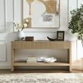 thumbnail image 1 of Manzanita 60" Wide Rectangular Solid Wood Fluted Console Table in Light Oak Veneer, 1 of 6
