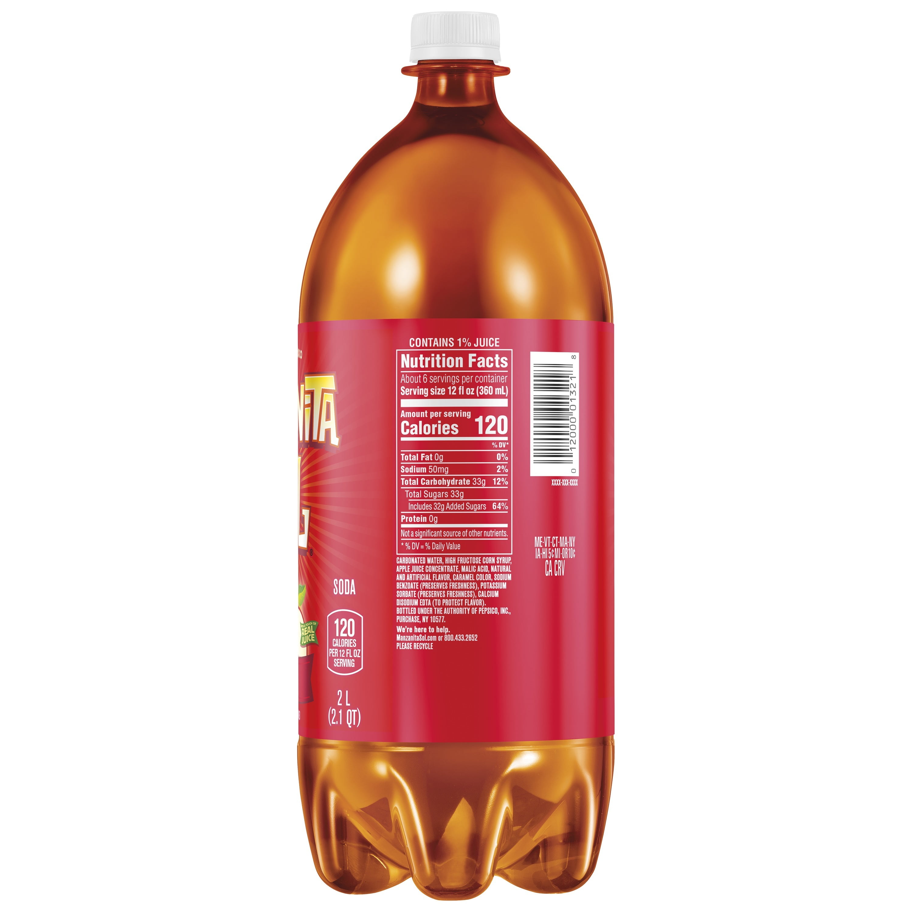 Manzanita Sol Apple Flavored Soda Pop, 2 Liter Bottle