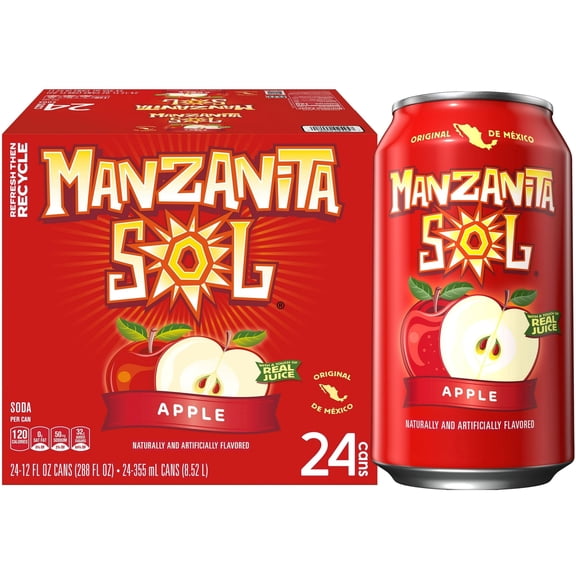 Manzanita Sol Apple Soda, 12 oz Cans, 24 Count