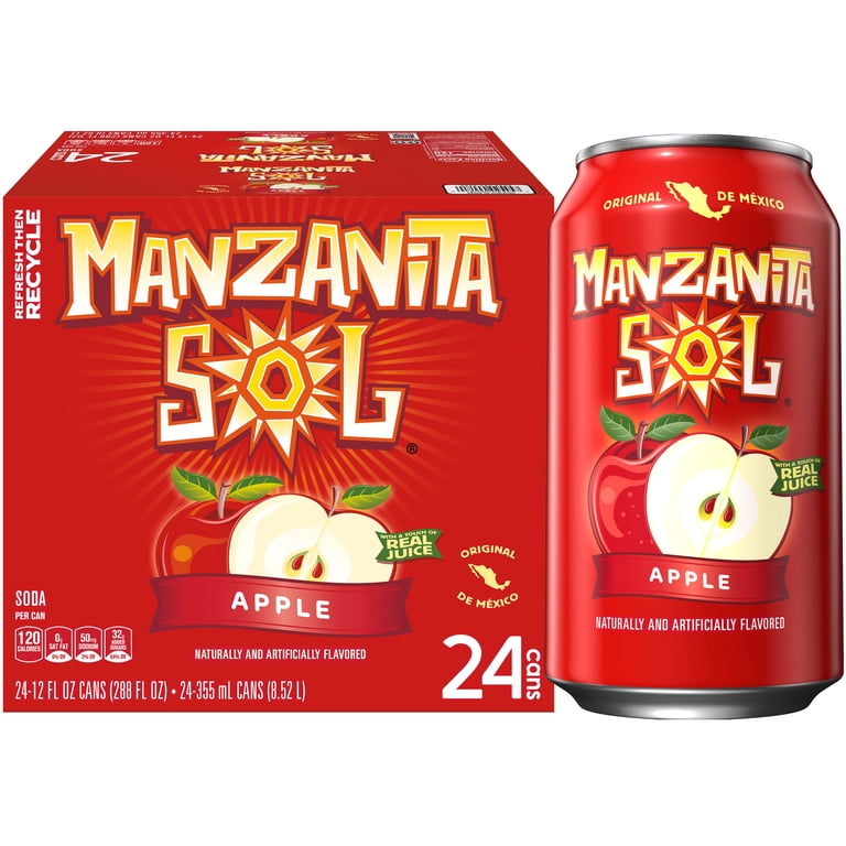 Manzanita Sol Mexican Fiesta Apple Flavored Soda Pop, 24 Pack (12