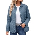 thumbnail image 1 of Manzbdm Women's Diamond‑Quilted Short Jacket, Collared Snap‑Button Waist‑Defined Padded Coat with Pockets, Casual Outerwear for Fall Winter, 1 of 7