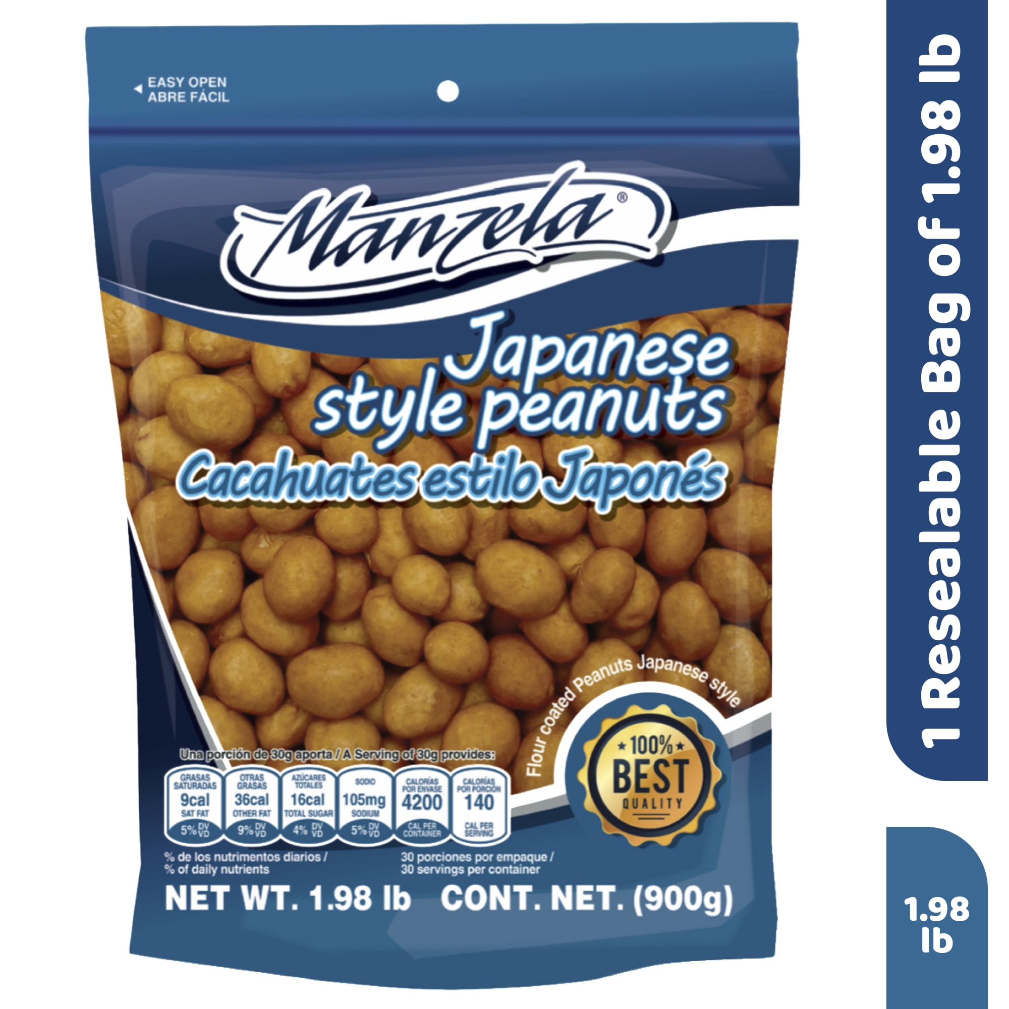 Manzela "2lb" Japanese Style Peanuts Resealable Bag