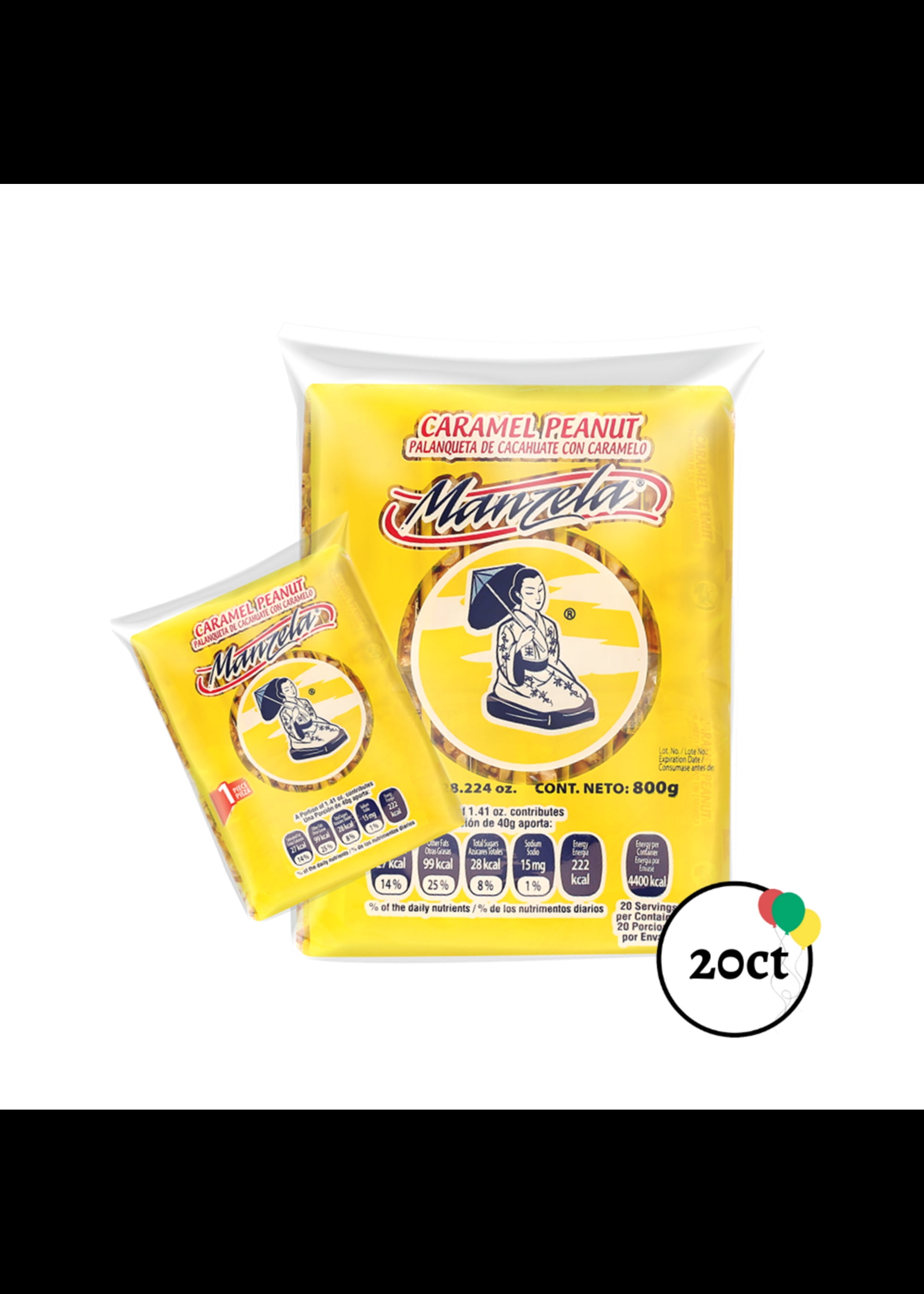 Manzela Pepitoria Caramel Peanut Bars 20 ct - Walmart.com