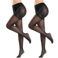 thumbnail image 1 of Manzi 2 Pairs Control Top Pantyhose Sheer 40D High Waist Sheer Tights For Women With Reinforced Toes, 1 of 8