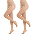thumbnail image 1 of Manzi 2 Pairs Control Top Pantyhose Sheer 40D High Waist Sheer Tights For Women With Reinforced Toes, 1 of 8