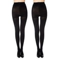 thumbnail image 1 of Manzi 2 Pairs Lady Run Resistant Control Top Panty Hose Opaque Tights Women's Blackout Tights, 1 of 7