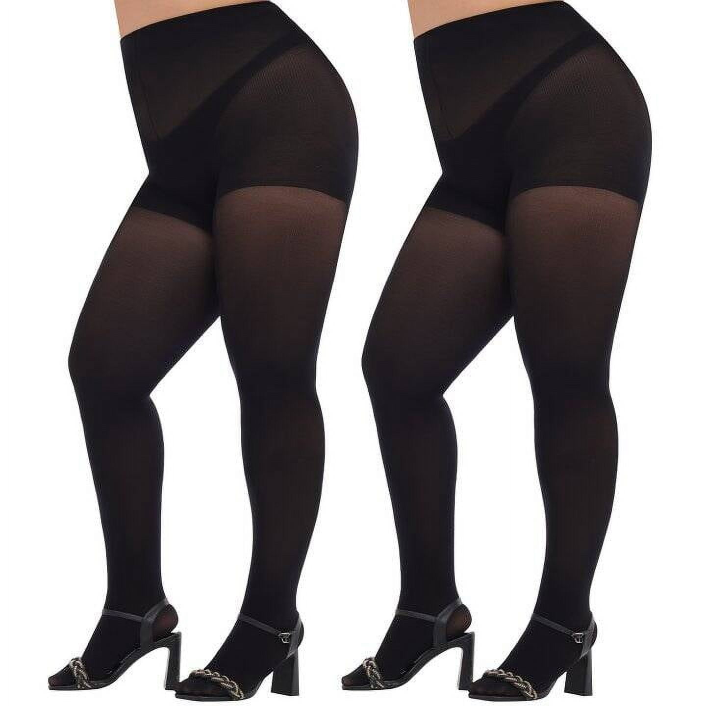 Manzi 2 Pairs Plus Size Opaque Tights for Women 70D Run
