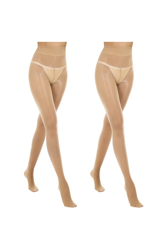 2 Pairs Shiny Pantyhose,15D Slimming High Waist Sheer Oil Shimmery Tights for Women