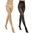 thumbnail image 1 of Manzi 2 Pairs Shiny Pantyhose,15D Slimming High Waist Sheer Oil Shimmery Tights for Women, 1 of 8