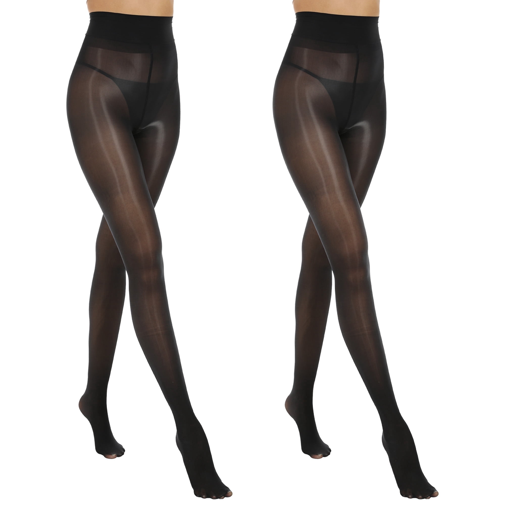 Manzi 2 Pairs Silky High Waist Pantyhose, 15D Slimming Tights with