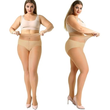 Manzi 4 Pack Plus Size Pantyhose for Women Sheer Stocking Natural 4XL