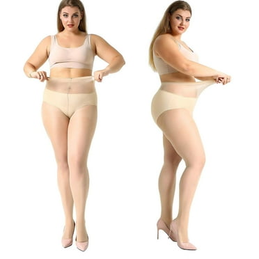 Manzi 4 Pack Plus Size Pantyhose for Women Sheer Stocking Nude 4XL