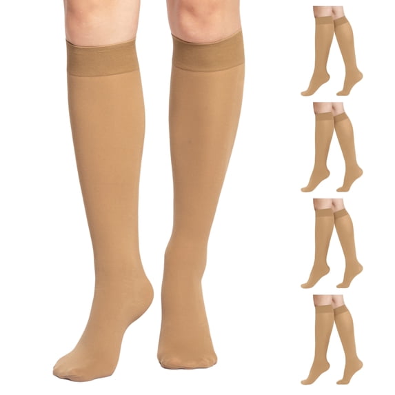 Manzi 4 Pairs Knee High Stockings 40D Semi Opaque Trouser Socks for Women