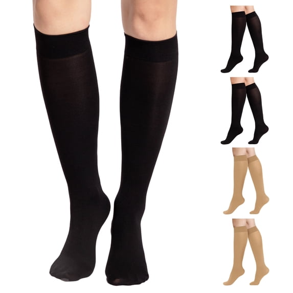Manzi 4 Pairs Knee High Stockings 40D Semi Opaque Trouser Socks for Women