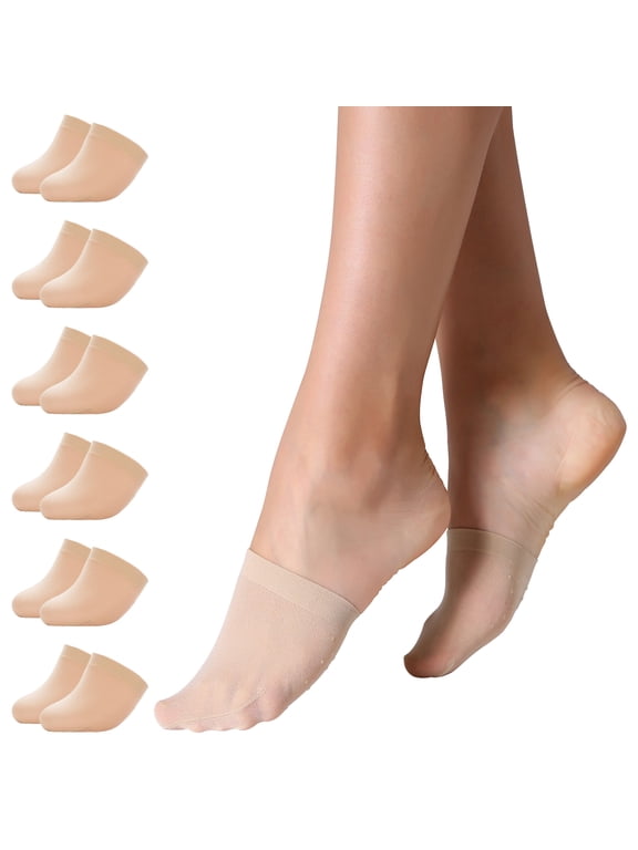 6 Pairs Women Half Toe Topper Socks No Slip Toe No Show Liner Socks for Heels