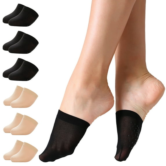Manzi 6 Pairs Women Half Toe Topper Socks No Slip Toe No Show Liner Socks for Heels