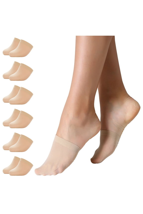 6 Pairs Women Half Toe Topper Socks No Slip Toe No Show Liner Socks for Heels