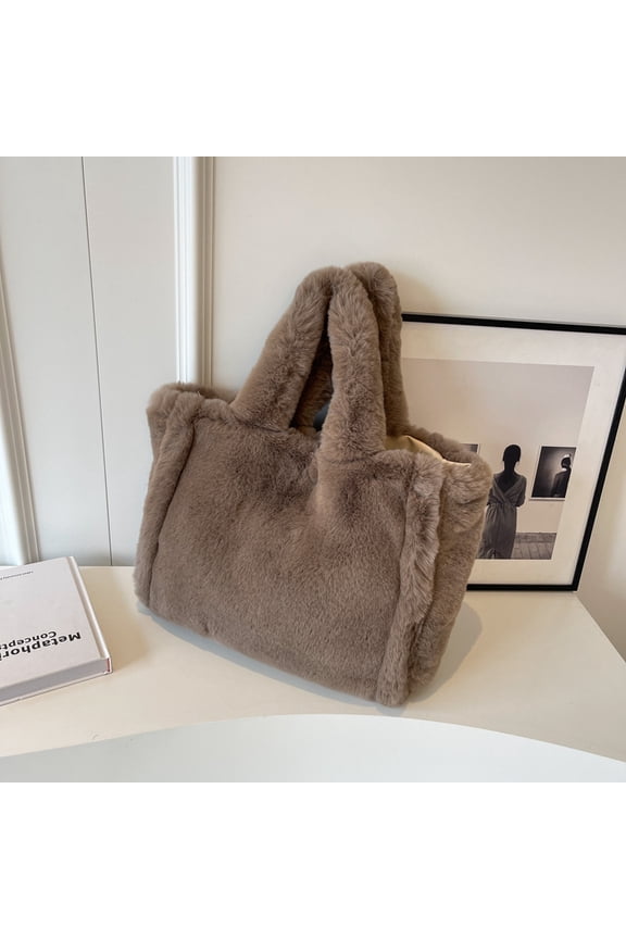 Mao Bao 2023 Winter New Fashion Large Capacity Tote Women's Shoulder Bag Soft Plush Handbag