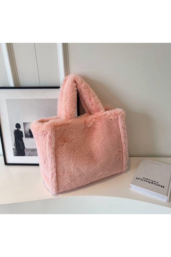 Mao Bao 2023 Winter New Fashion Large Capacity Tote Women's Shoulder Bag Soft Plush Handbag