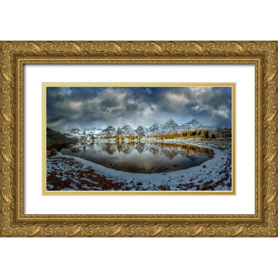 Mao, Dianne 32x20 Gold Ornate Wood Framed with Double Matting Museum Art Print Titled - Ring Of Ten Peaks