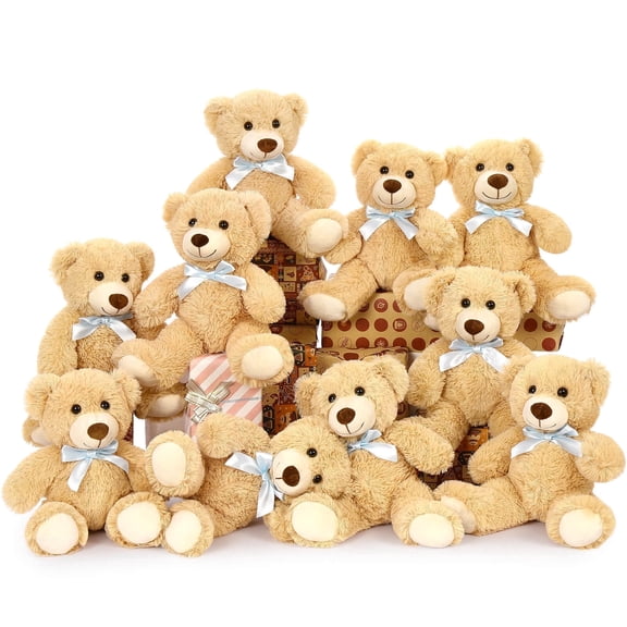 MaoGoLan 10 packs Teddy Bear with Blue Bow Tie 14" Bulk Stuffed Animals Plush Toy Stuffed Bear Toys
